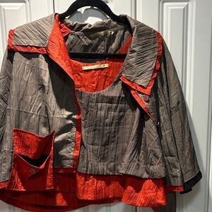 Stylish Women's Blouse in Gray and Red